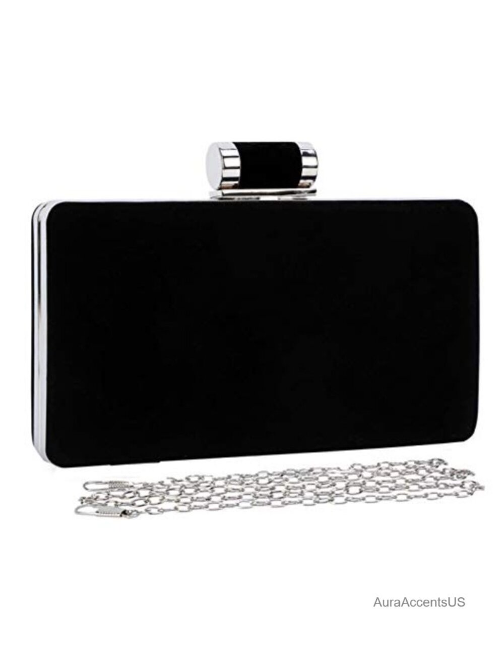 Velvet Suede Clutch Evening Bag with Chain Straps Formal Wedding Purse